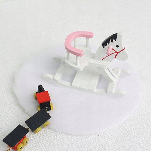 Mini tappeto in peluche per casa delle bambole scala 1:12 diametro 12 cm bianco