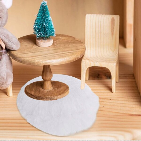 Mini tappeto in peluche per casa delle bambole scala 1:12 diametro 12 cm bianco
