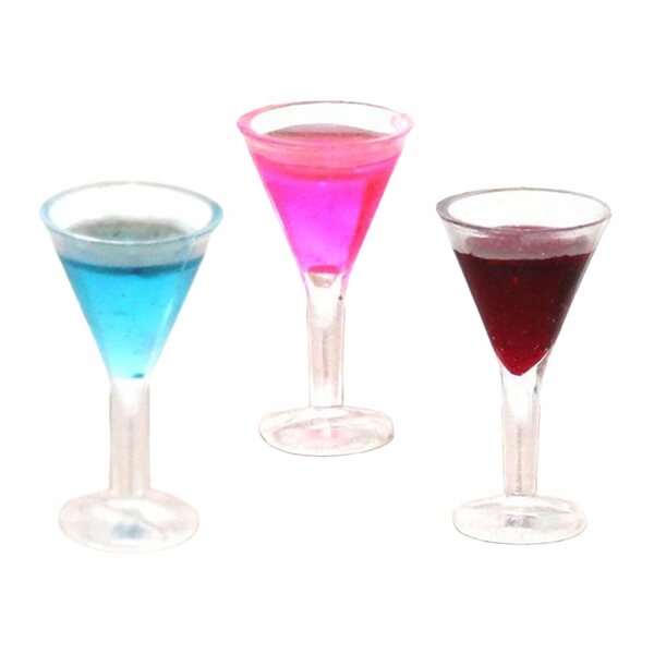 Set da 3 mini bicchieri cocktail decorativi in resina per casa delle bambole