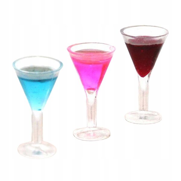 Set da 3 mini bicchieri cocktail decorativi in resina per casa delle bambole