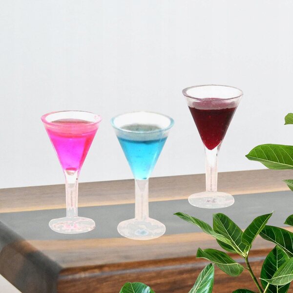 Set da 3 mini bicchieri cocktail decorativi in resina per casa delle bambole