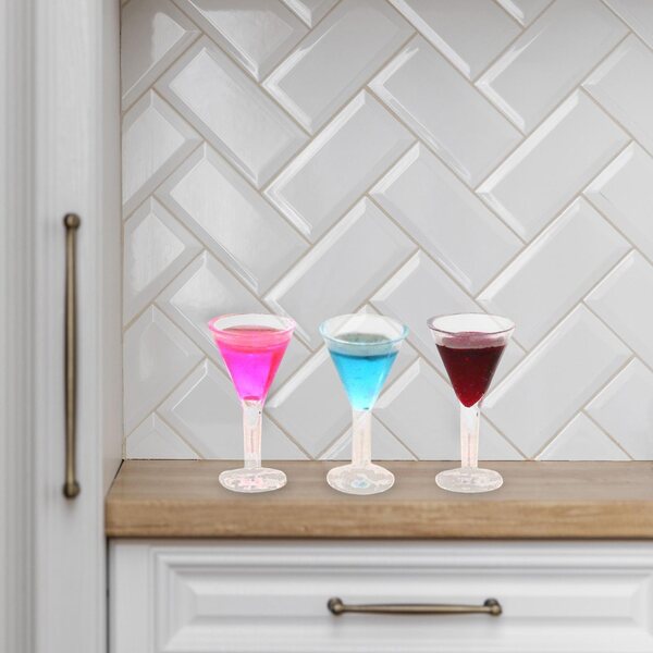 Set da 3 mini bicchieri cocktail decorativi in resina per casa delle bambole