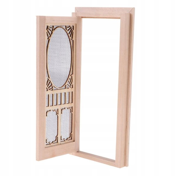 Miniatura 1:12 Porta in Legno per Casa delle Bambole con Schermo Vuoto Non Verniciata