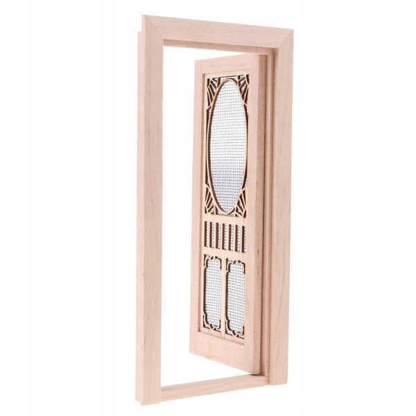 Miniatura 1:12 Porta in Legno per Casa delle Bambole con Schermo Vuoto Non Verniciata