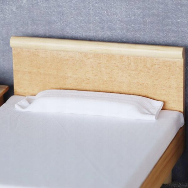 1:12 Puppenhaus Miniatur-Holzbett mit Stoff und Nachttisch