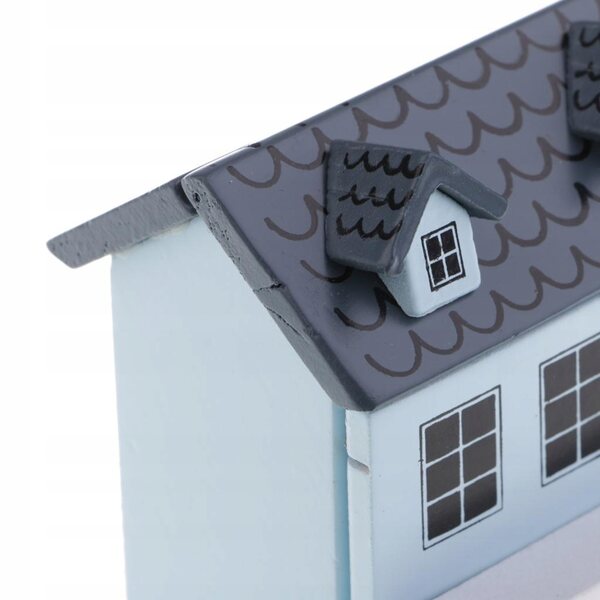 Miniatura Casa per Bambole 1:12 in Legno Blu con Porte e Tetto Apribili