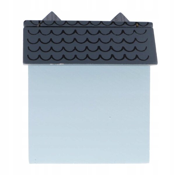 Miniatura Casa per Bambole 1:12 in Legno Blu con Porte e Tetto Apribili