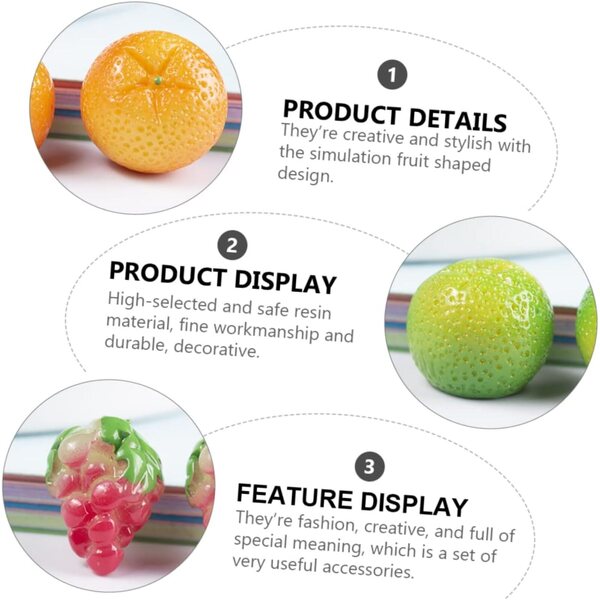 Toyvian 50 pezzi Mini Frutta Finta in Resina per Decorazioni e Accessori Fai Da Te