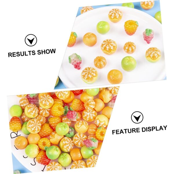 Toyvian 50 pezzi Mini Frutta Finta in Resina per Decorazioni e Accessori Fai Da Te