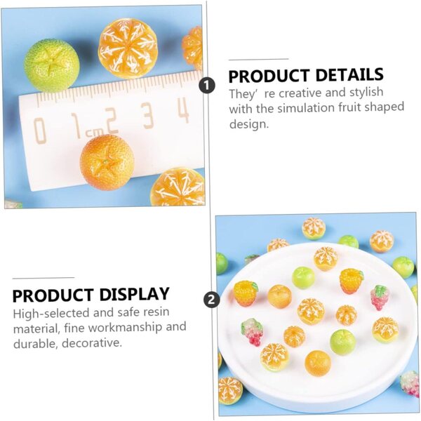 Toyvian 50 pezzi Mini Frutta Finta in Resina per Decorazioni e Accessori Fai Da Te