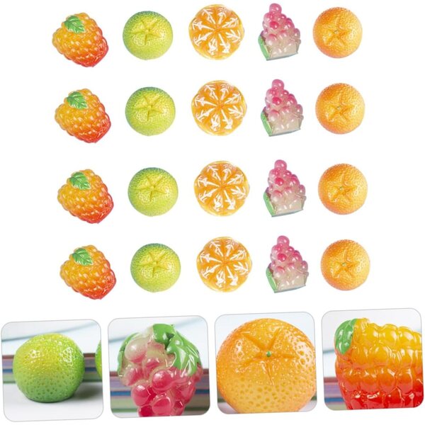 Toyvian 50 pezzi Mini Frutta Finta in Resina per Decorazioni e Accessori Fai Da Te