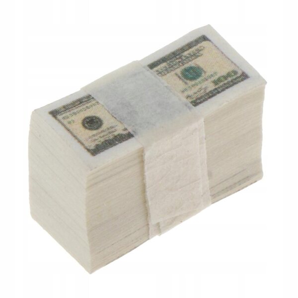 100 Blatt gefälschte Puppenhaus-Banknoten im Maßstab 1:12 US-Dollar