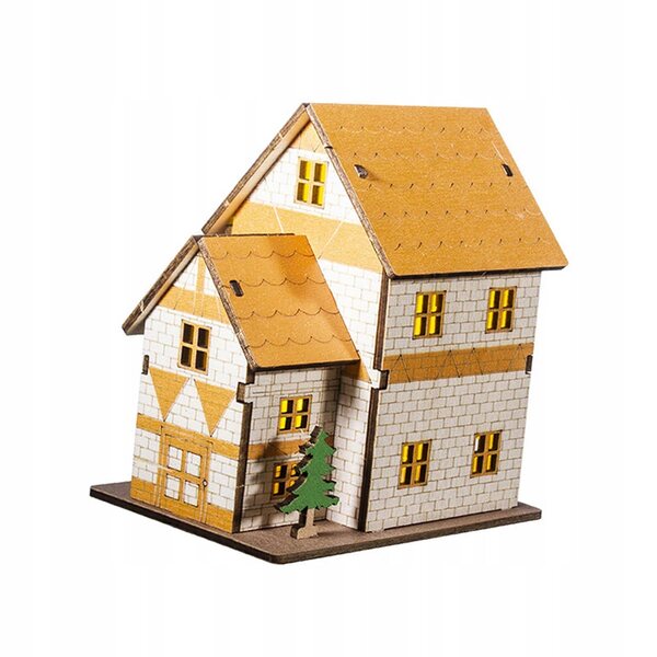 Maison miniature en bois avec éclairage décoratif 11x7,8x11,6 cm