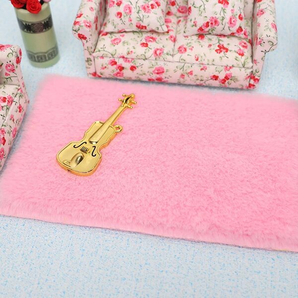 Mini tappeto rosa in peluche per casa delle bambole scala 1:12, accessorio decorativo