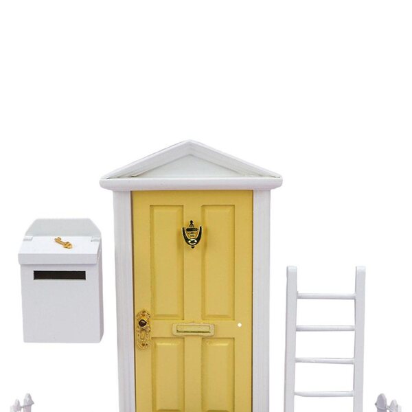 Holztür und Zubehör Miniatur-Set für Puppenhaus 1/12 Gelb