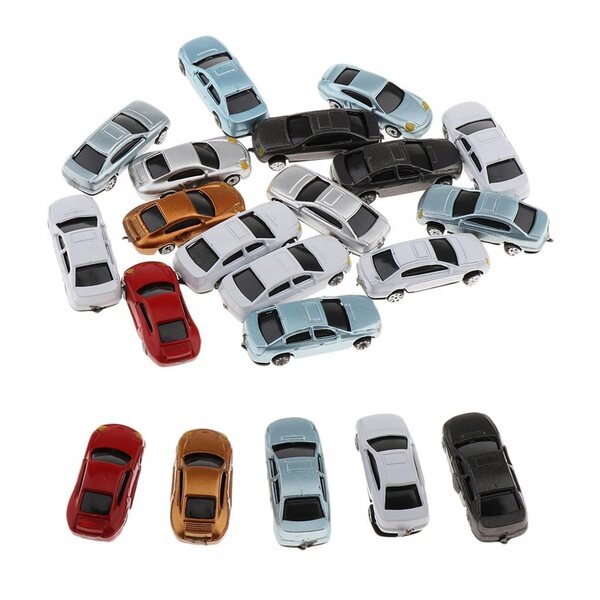 Set 20 Modelli Macchine Colorate 1:200 Accessori Scenografia e Parking Miniature