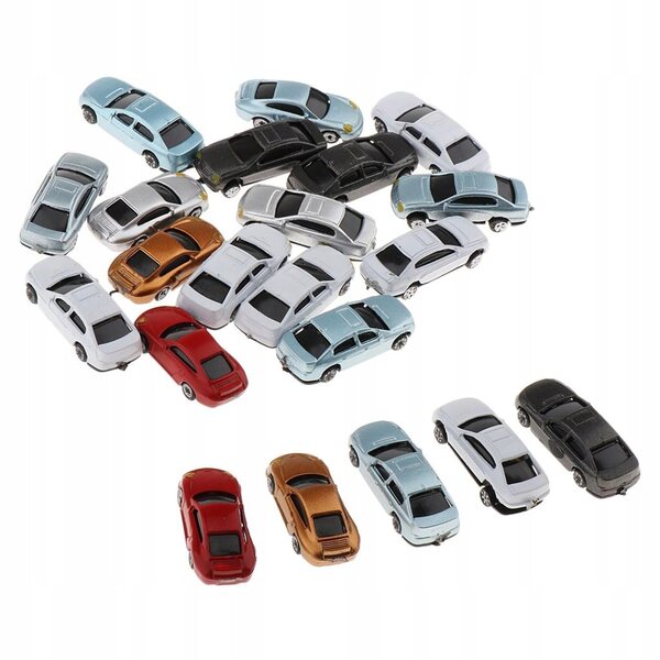 Set 20 Modelli Macchine Colorate 1:200 Accessori Scenografia e Parking Miniature