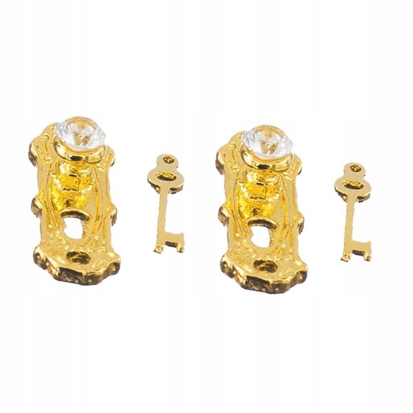 Miniatur-Goldschlösser mit Schlüsseln für 1/12 Puppenhaus – 2er-Set