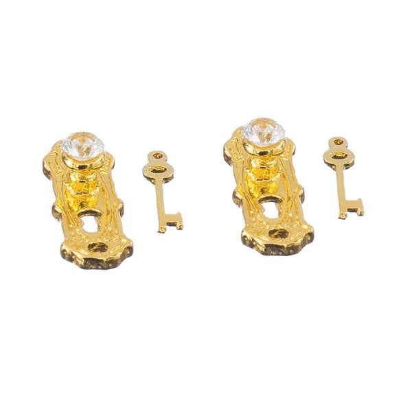 Serrures dorées miniatures avec clés pour maison de poupée 1/12 - Lot de 2