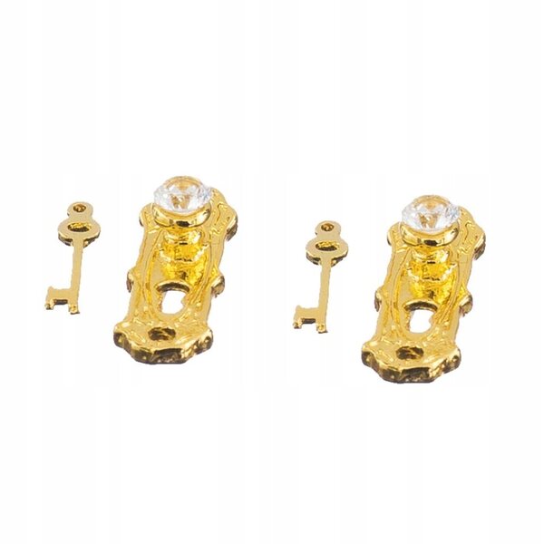 Serrures dorées miniatures avec clés pour maison de poupée 1/12 - Lot de 2
