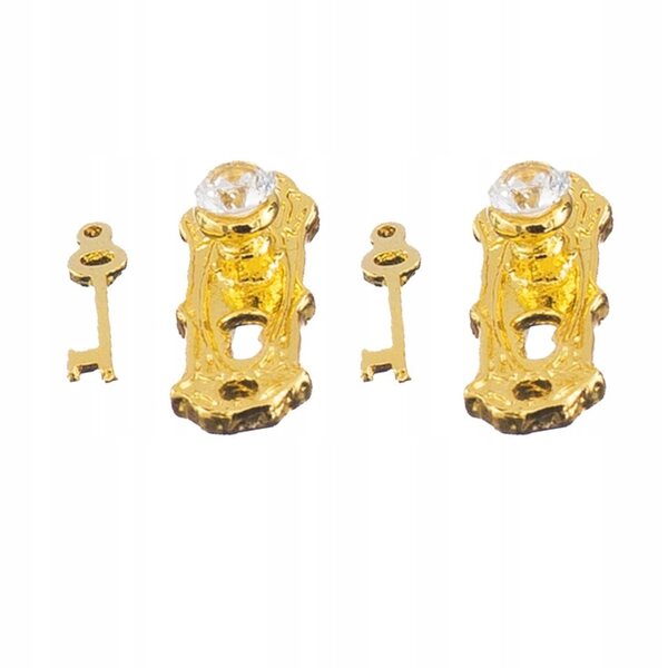 Serrures dorées miniatures avec clés pour maison de poupée 1/12 - Lot de 2