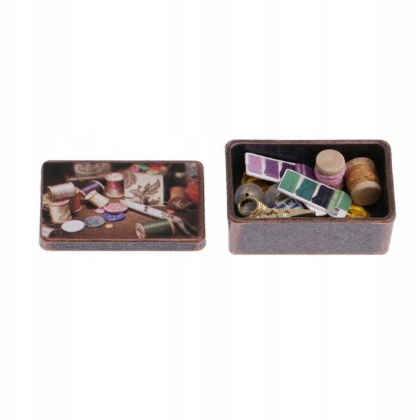 Set Miniature Strumenti da Cucito in Stile Vintage per Casa delle Bambole Scala 1:12