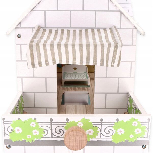 Dollhouse in legno XXL 81,5x26,5x71 cm con mobili e ascensore per bimbi 3+