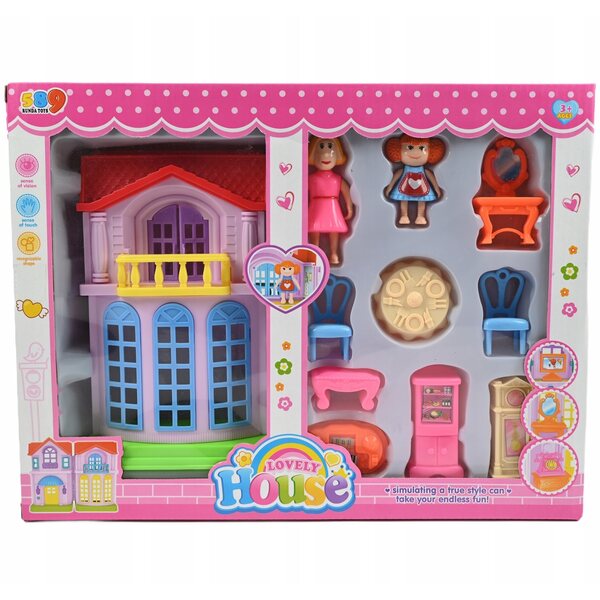 Cottage per bambole Midex con mobili e accessori, 2 pianoforti, dimensioni 17 cm
