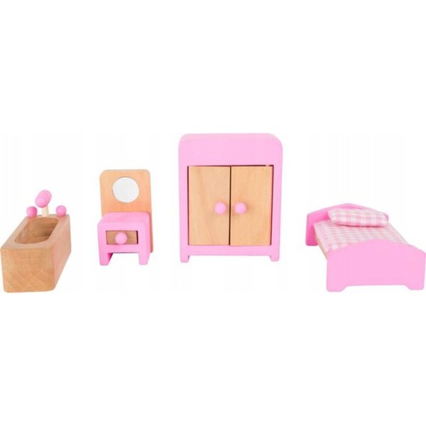 Ein Sara-Puppenhaus aus Holz mit Möbeln, tragbar und kreativ für Kinder