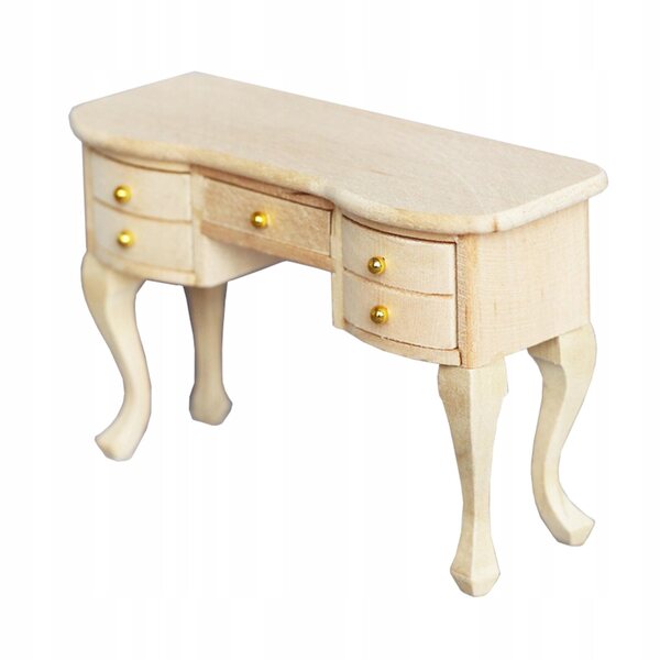 Miniatura Scrivania in Legno Non Verniciata Scala 1:12 per Casa delle Bambole