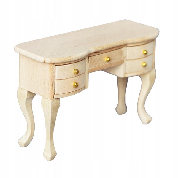 Miniatura Scrivania in Legno Non Verniciata Scala 1:12 per Casa delle Bambole