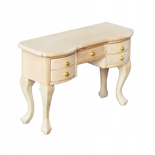 Miniatura Scrivania in Legno Non Verniciata Scala 1:12 per Casa delle Bambole
