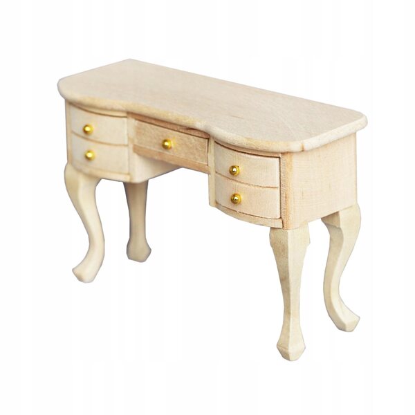 Miniatura Scrivania in Legno Non Verniciata Scala 1:12 per Casa delle Bambole