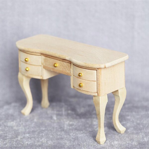 Miniatura Scrivania in Legno Non Verniciata Scala 1:12 per Casa delle Bambole