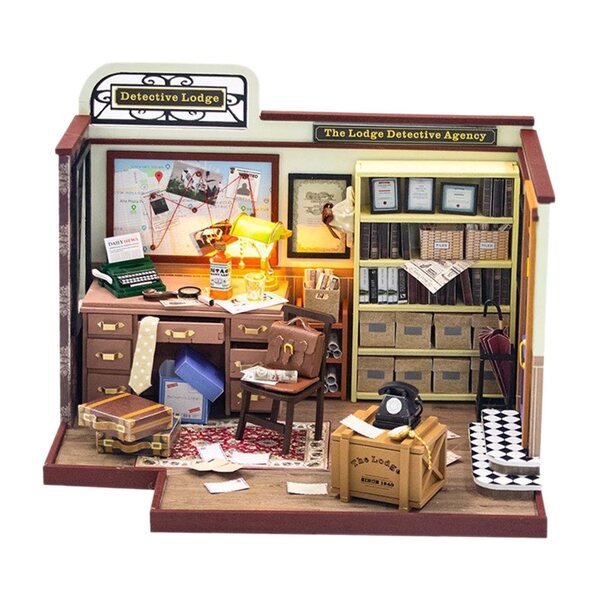 DIY-Kit Miniaturhaus aus Holz mit Lichtern und Möbeln für Erwachsene und Sammler