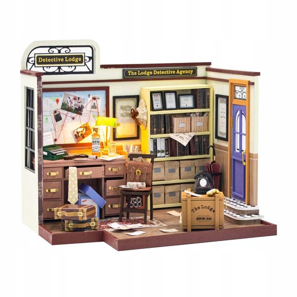 DIY-Kit Miniaturhaus aus Holz mit Lichtern und Möbeln für Erwachsene und Sammler