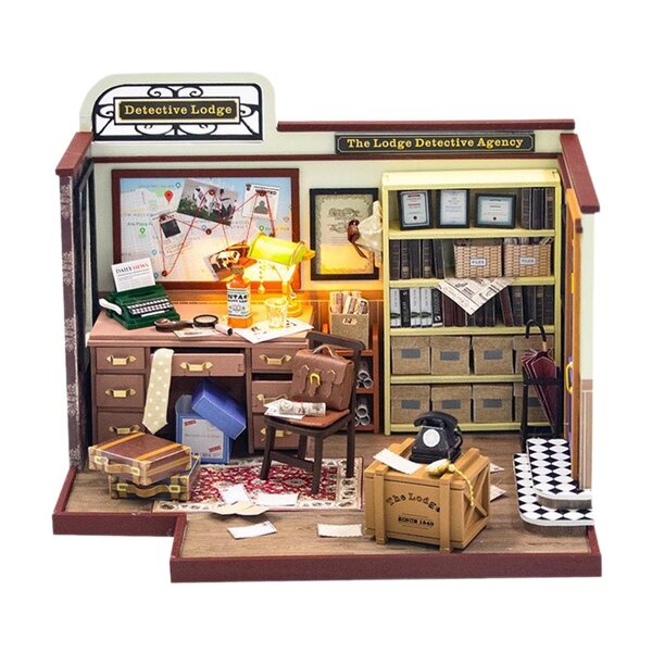 DIY-Kit Miniaturhaus aus Holz mit Lichtern und Möbeln für Erwachsene und Sammler