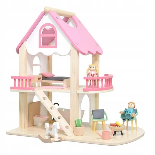 Casa delle bambole in legno Habarri 37,5 cm con mobili e accessori