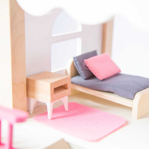 Casa delle bambole in legno Habarri 37,5 cm con mobili e accessori