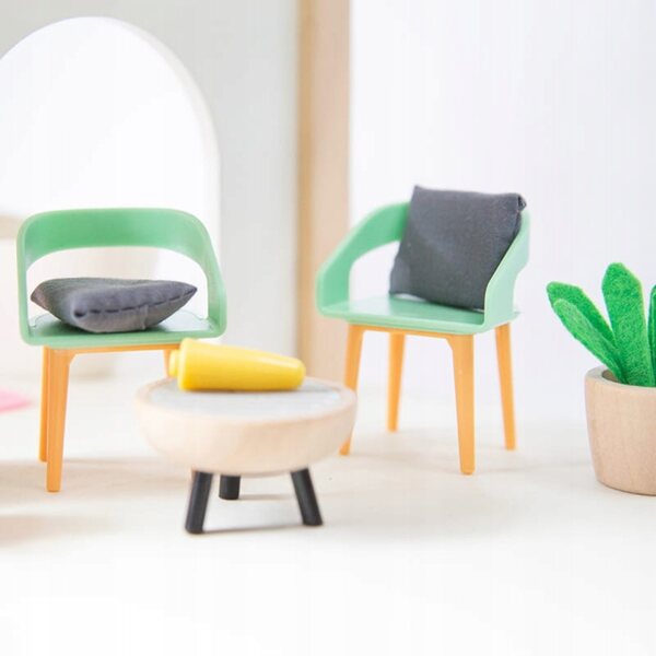 Casa delle bambole in legno Habarri 37,5 cm con mobili e accessori