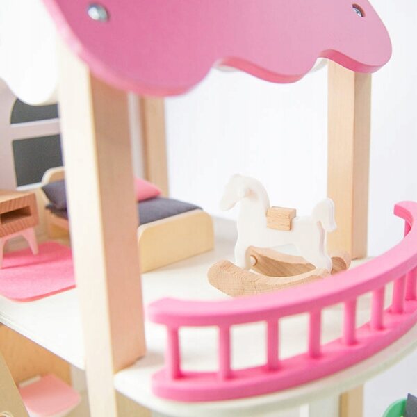 Casa delle bambole in legno Habarri 37,5 cm con mobili e accessori