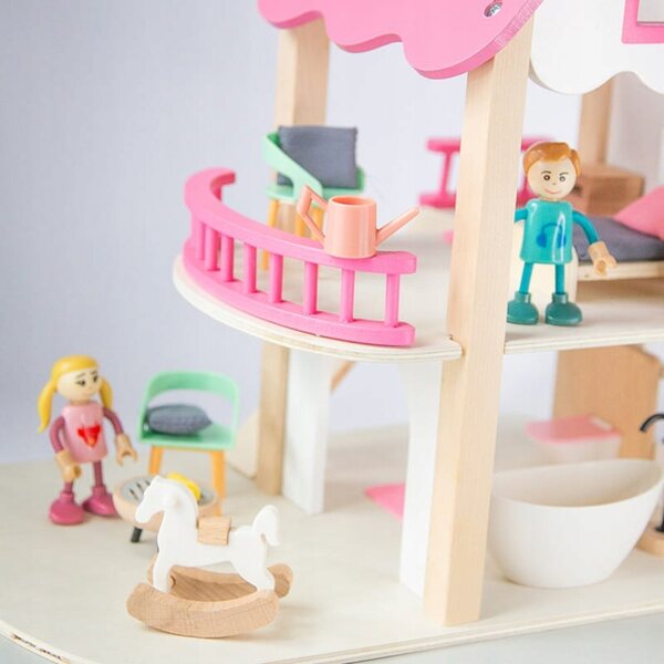 Casa delle bambole in legno Habarri 37,5 cm con mobili e accessori