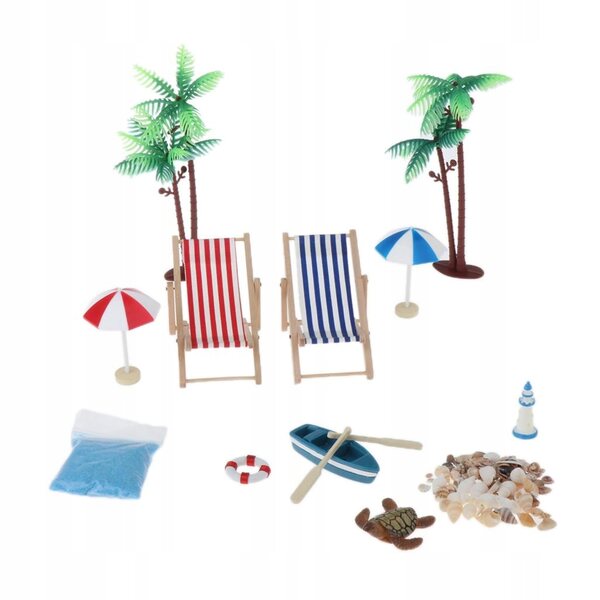 Miniatur-Strandzubehör-Set aus Holz für Puppenhaus 1:12