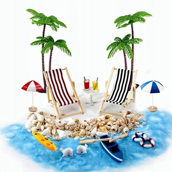 Miniatuur houten strandaccessoireset voor poppenhuis 1:12