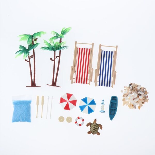 Miniatuur houten strandaccessoireset voor poppenhuis 1:12