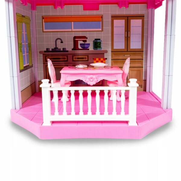Icom Polonia Puppenhaus 48 cm mit Möbeln und einer Puppe, Set mit 89 Elementen