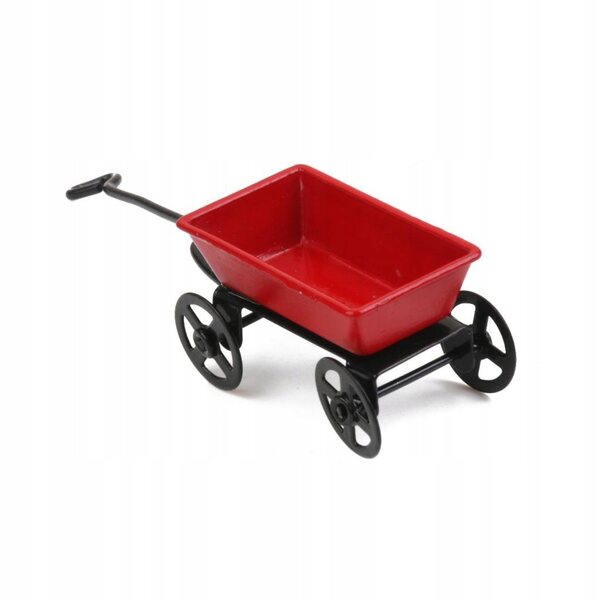 Miniatur-Wagen aus rotem Metall für ein Puppenhaus im Maßstab 1:12, hochwertige Handwerkskunst