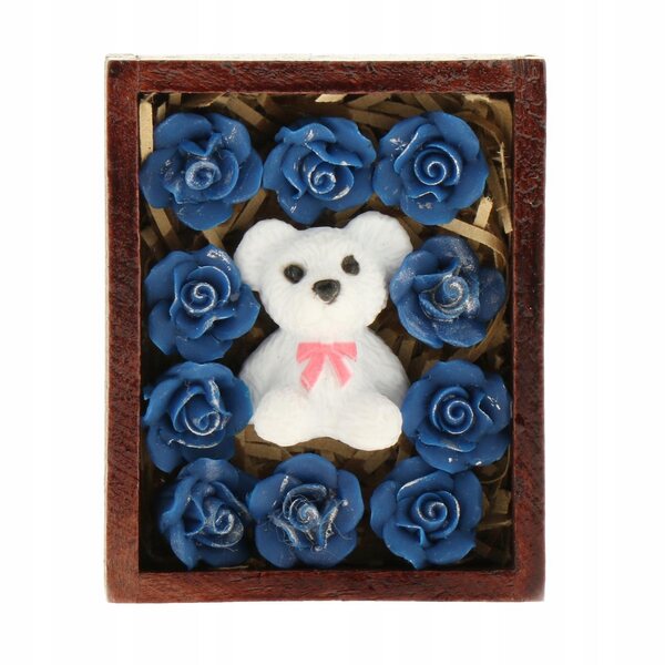 1:12 Puppenhaus-Miniatur-Geschenkbox mit blauer Rose aus Kunstharz