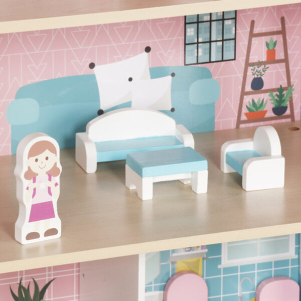 Cottage per Bambole in Legno Grande con 3 Livelli, LED e Accessori Inclusi