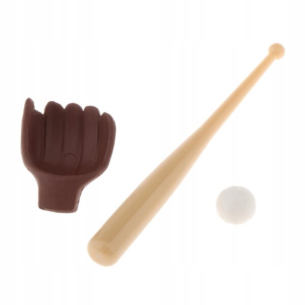 Baseball-Miniaturen: 3-teiliges Set für Puppenhaus 1:12 Schläger-Ball-Handschuh